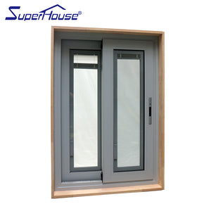 Superhouse timber reveal insulation blind movable blind shutter fiberglass flycreen design aluminium sliding window