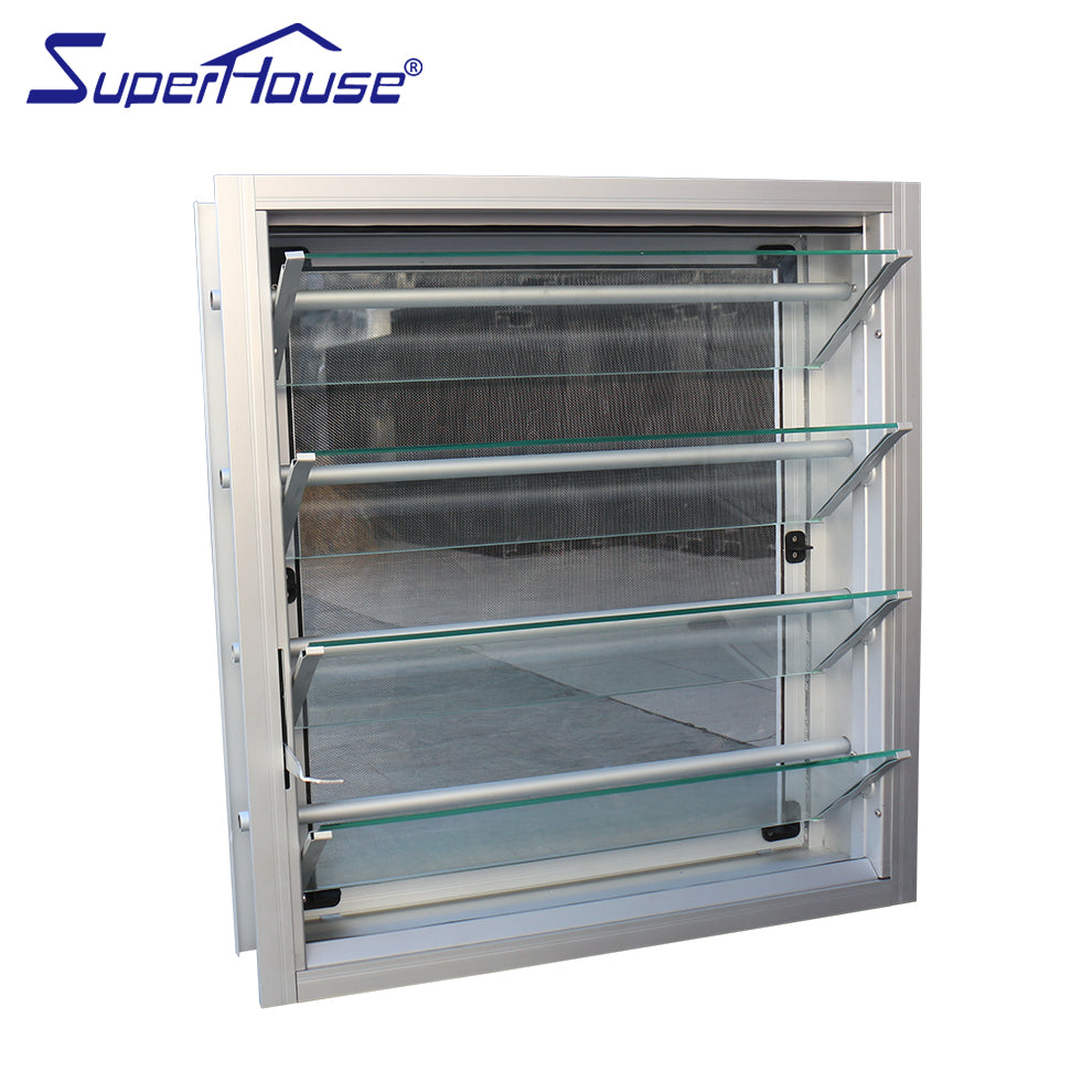 Superhouse Air conditioner waterproof aluminium super clear openable louvered window with security bar