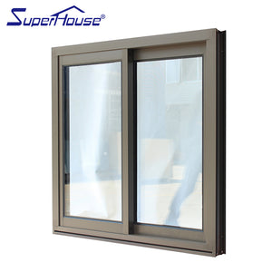 Superhouse Super strength light brown aluminium triple clear tempered hollow glass sliding windows