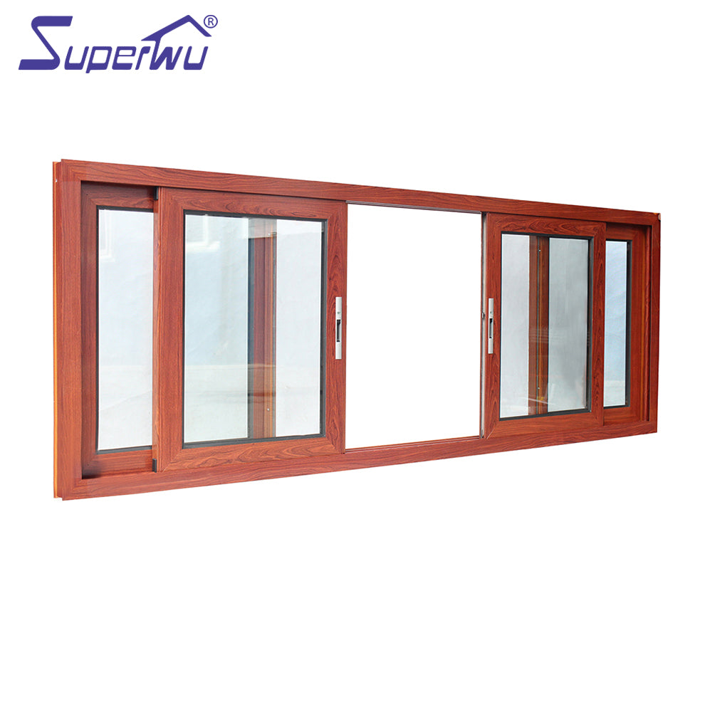 Superwu Australia commercial design Wood Grain sliding glass sliding window