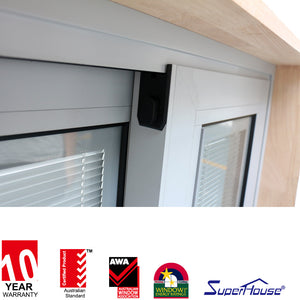 Superhouse timber reveal insulation blind movable blind shutter fiberglass flycreen design aluminium sliding window