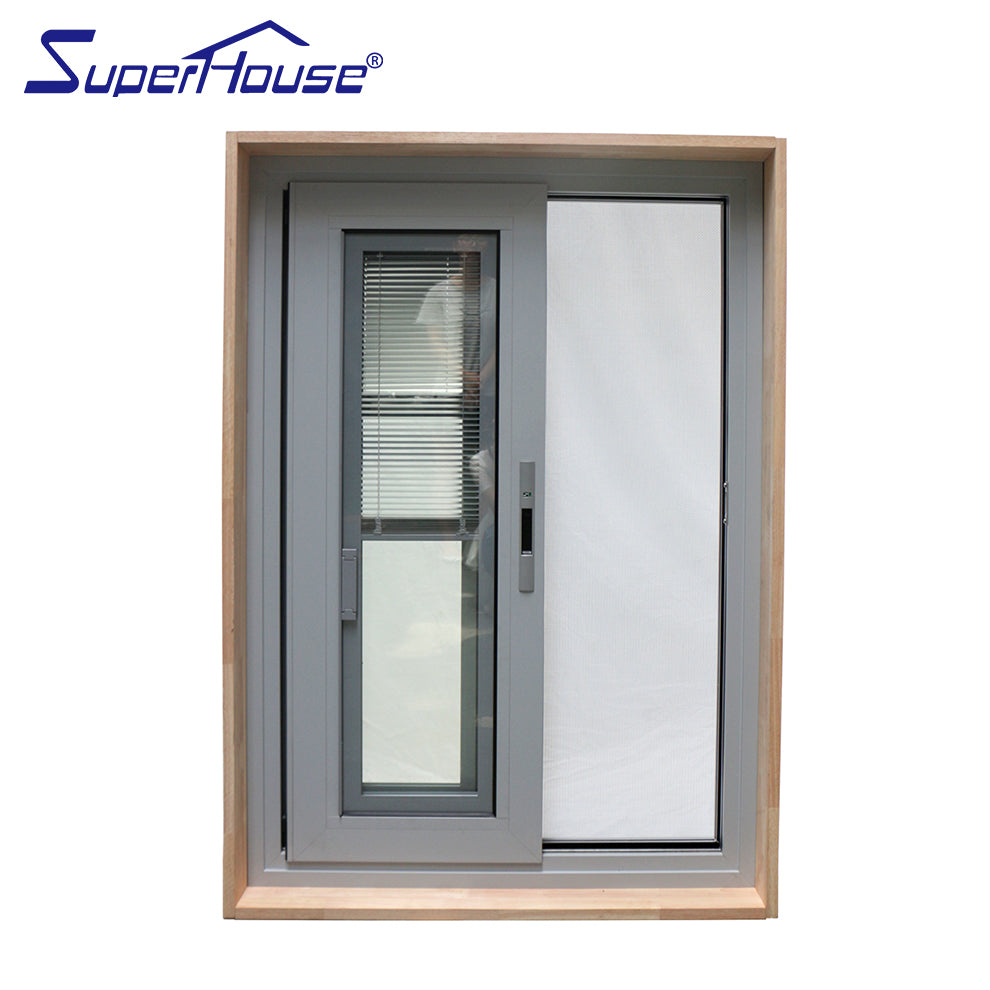 Superhouse timber reveal insulation blind movable blind shutter fiberglass flycreen design aluminium sliding window