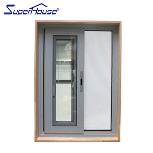 Superhouse timber reveal insulation blind movable blind shutter fiberglass flycreen design aluminium sliding window