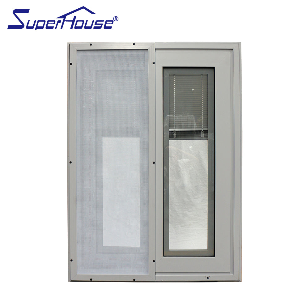 Suerhouse Aluminum windows and doors design fixed pane Glazing Sliding Windows Fire Rated Residential Window Blinds inside With Flynet