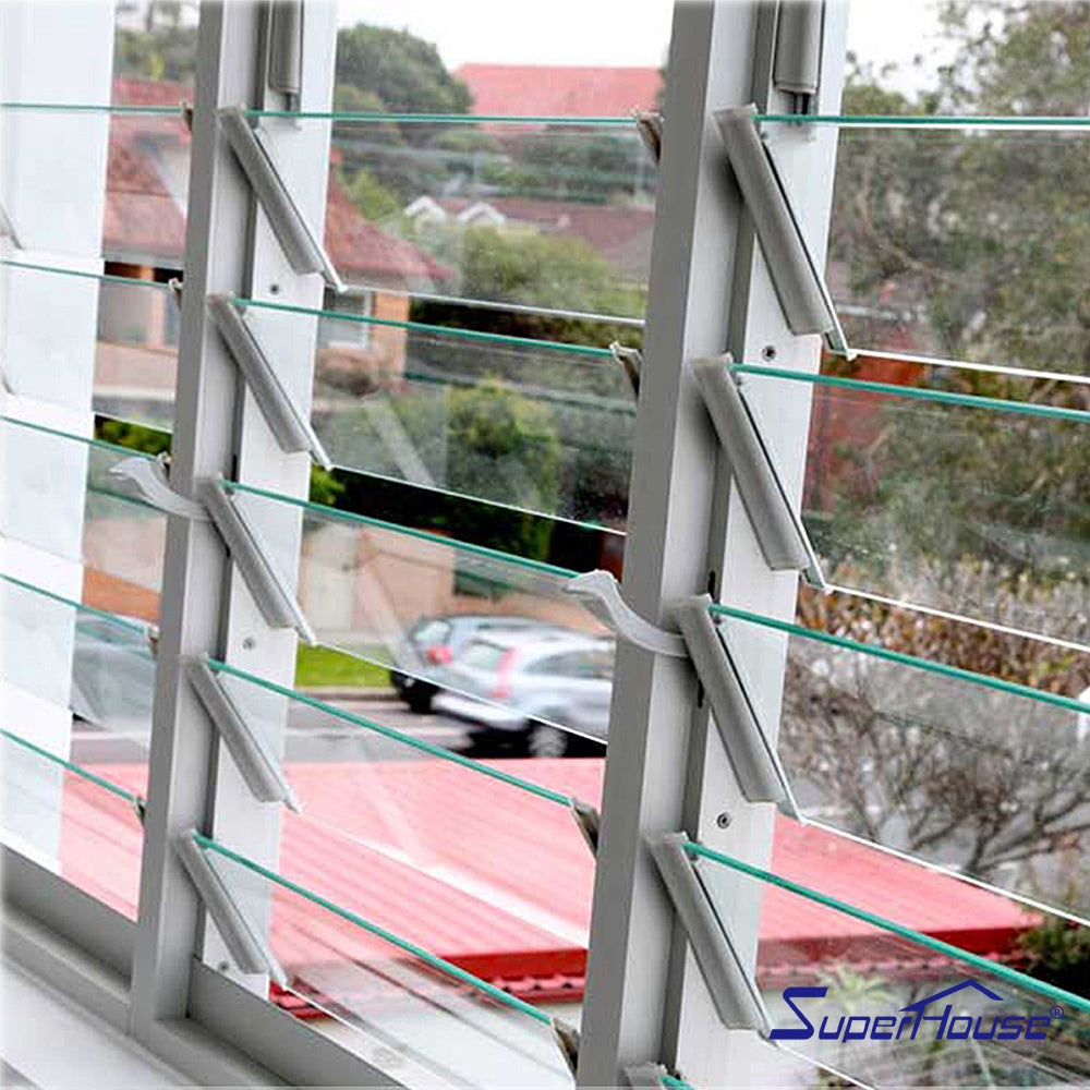 Superhouse Australia standard waterproof powder coating white color glass jalousie louver window shutters