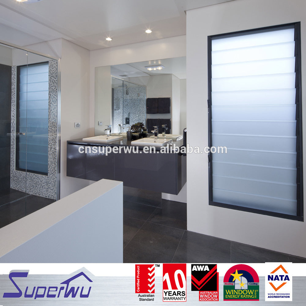 Superwu Australian Standard Aluminium Glass Shutter louver Window with Mosquito Net
