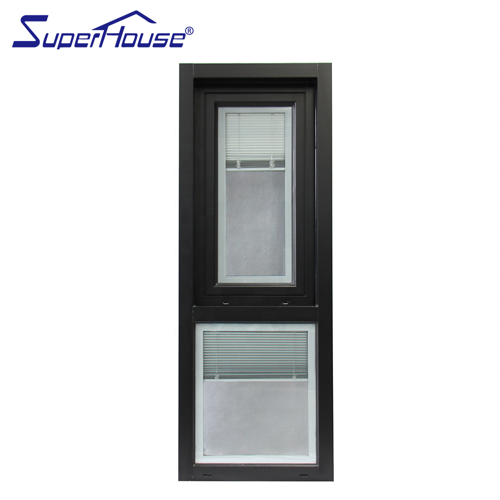 Superhouse EU market CE certified high energy saving awning window with double glass and blind inside