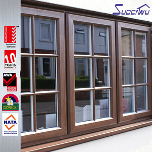 Superwu wood grain upvc sliding double glazing glass window and door
