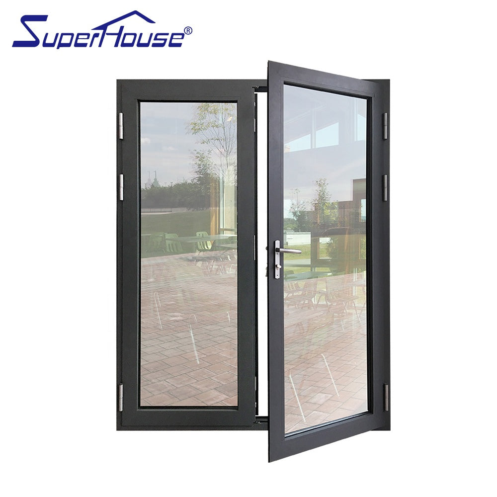 Superhouse Commercial building use automatic swing door aluminum glass hinge door