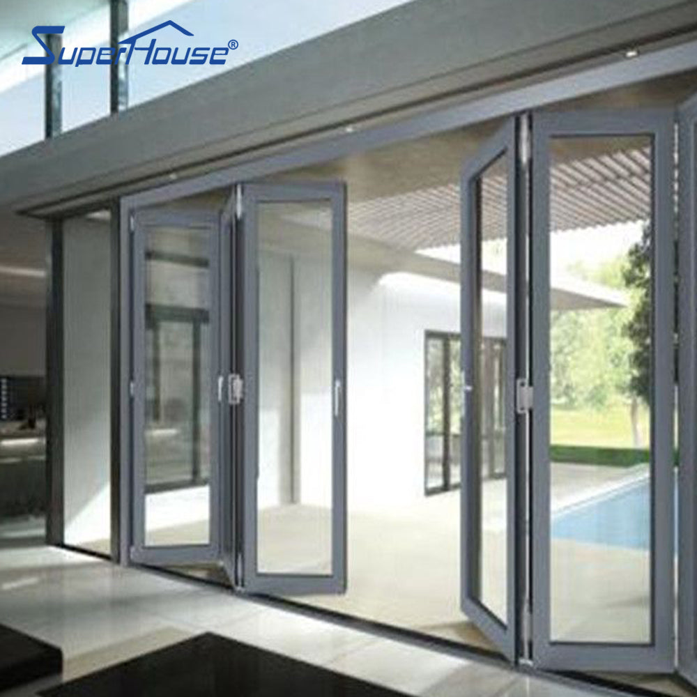 Superhouse China supplier Australia Standard AS2047/As/Nzs2208 As1288 outdoor aluminium glass bi folding door