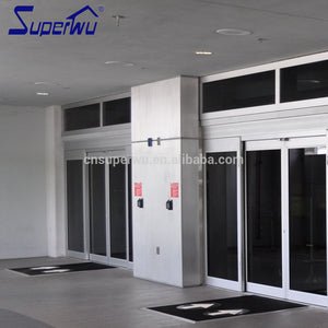 Superwu Airport Used Automatic Aluminum Glass Door Sensor SLIDING DOORS Partition Doors Commercial Finished