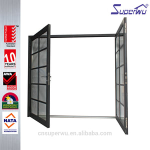 Superwu Miami Dade Code standards aluminium alloy hurricane impact Laminated glass casement french door for building project
