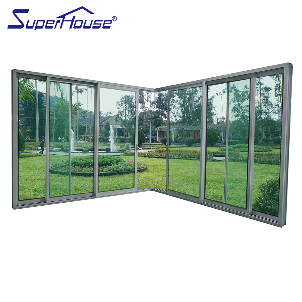 Suerhouse Australia AS2047 standard commercial system large double glass corner aluminum sliding barn door