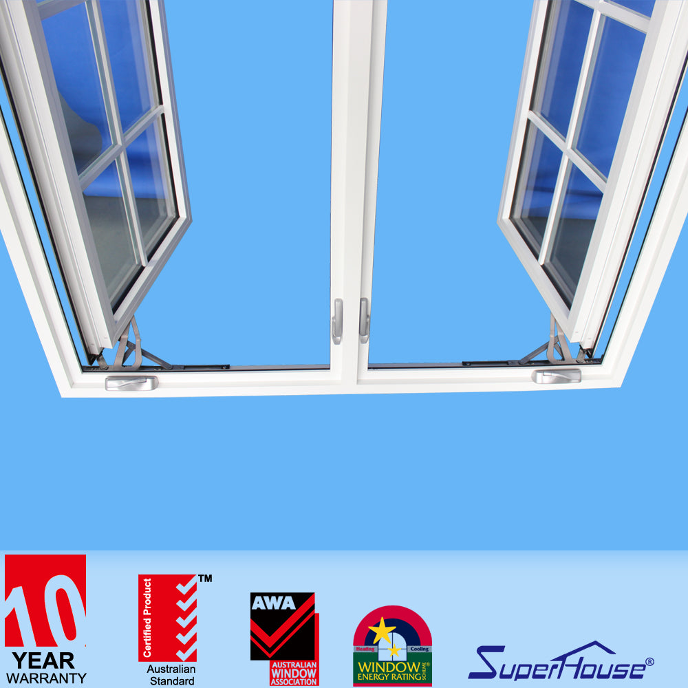 Superhouse Australian standard AS2047/AS2208 aluminum casement window with grids