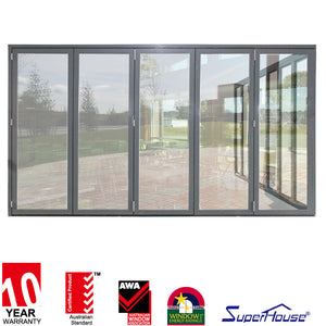 Superhouse China supplier Australia Standard AS2047/As/Nzs2208 As1288 outdoor aluminium glass bi folding door