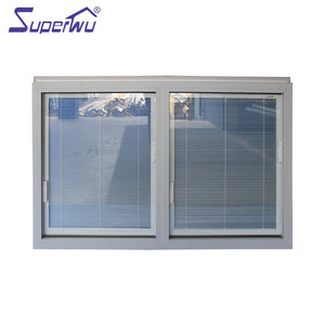 Superwu high quality aluminum glazed fixed window with movable blind shutter inside for house safety