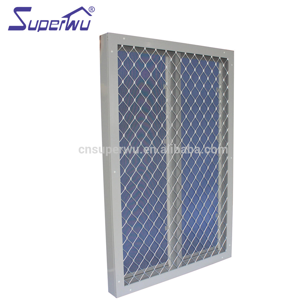 Superwu Aluminum glass billowing shade louvers windows with security grill