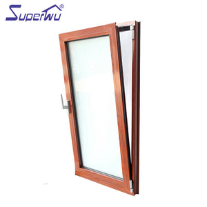 Superwu 56mm thickness Wooden frame aluminium tilt and turn windows