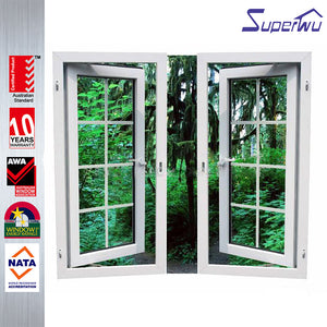 Superwu casement window with blinds/PVC casement window/UPVC swing window
