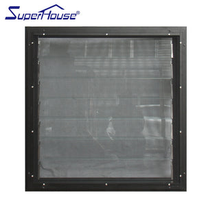 Superhouse house top 120mm blade motor adjustable blinds aluminum single glass vent louvers