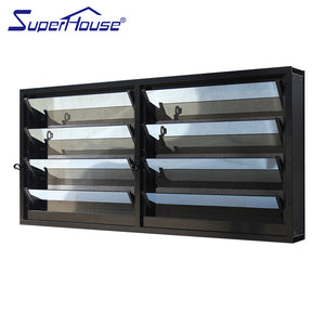 Suerhouse Australian Standard aluminium louver window with security bar and frosted glass