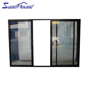 Superhouse Australian standard soundproof glazed 3 panel glass aluminium sliding door