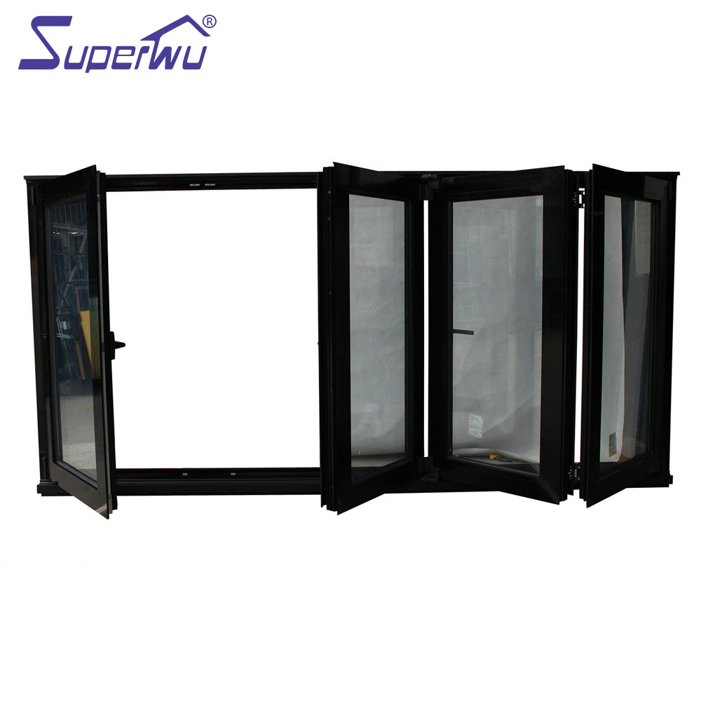 Superwu NFRC AS2047 standard thermal break aluminum window double glazed aluminum bifolding window