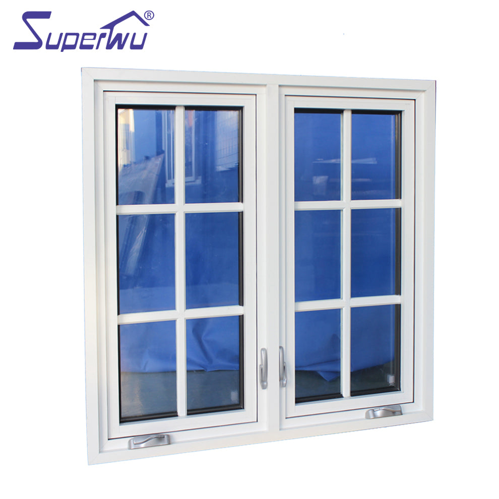 Superwu American style chain winder open window aluminum casement window with colonial bars supplier