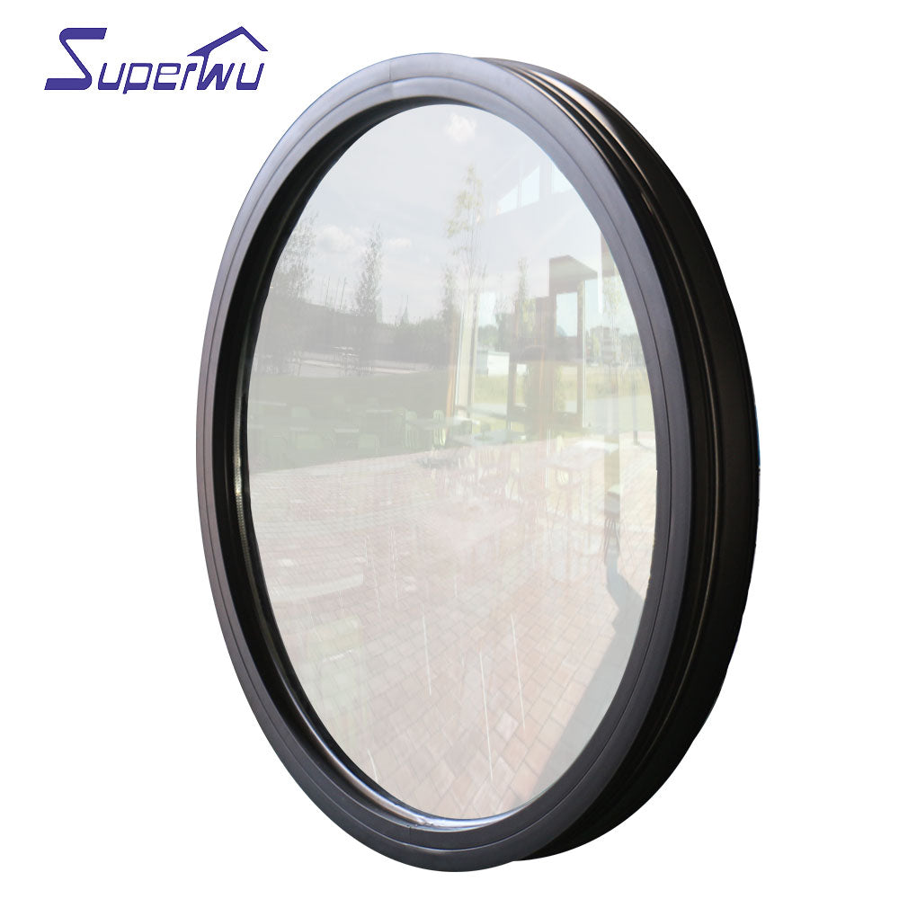 Superwu great performance curved aluminum fixed double galzed glazed circular window with 5000pa wind pressure