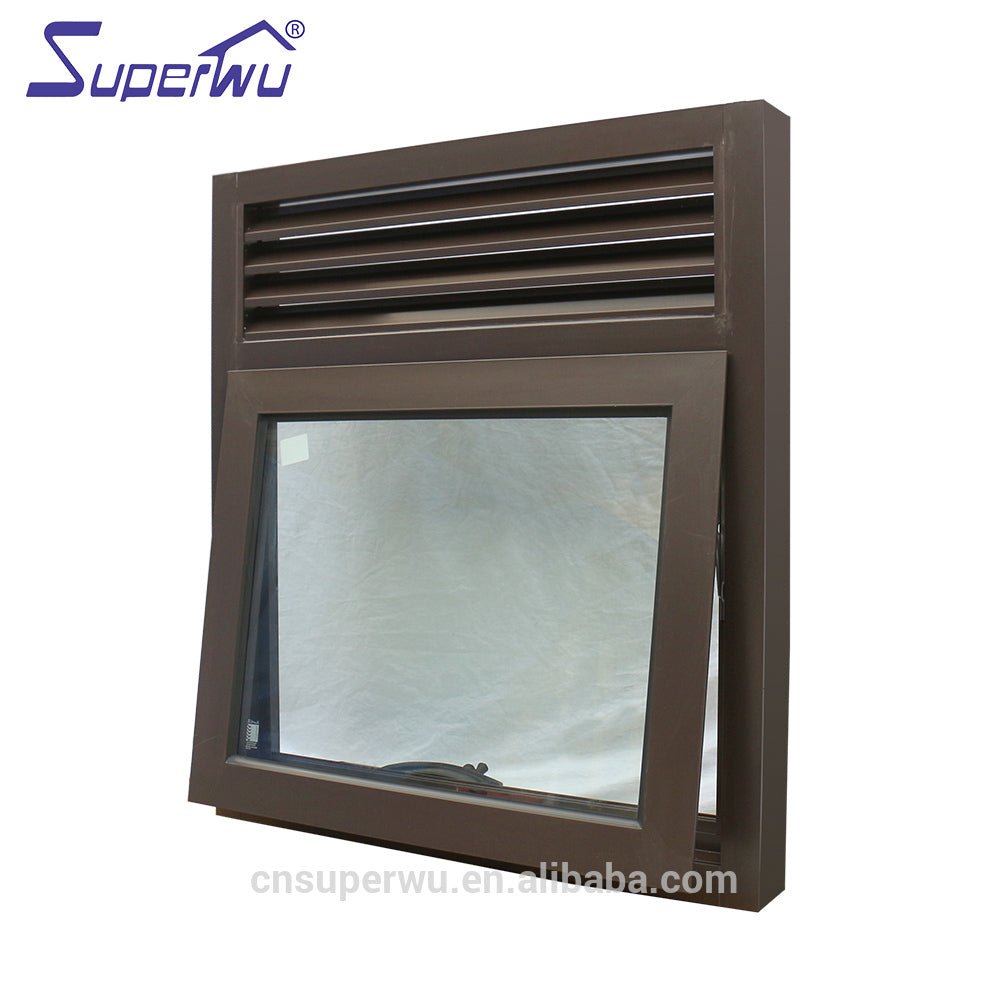 Superwu NZS Aluminum awning type double glazed glass window with air vent for house