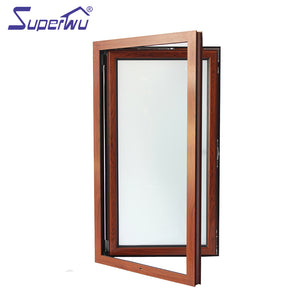 Superwu 56mm thickness Wooden frame aluminium tilt and turn windows