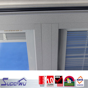 Superwu high quality aluminum glazed fixed window with movable blind shutter inside for house safety