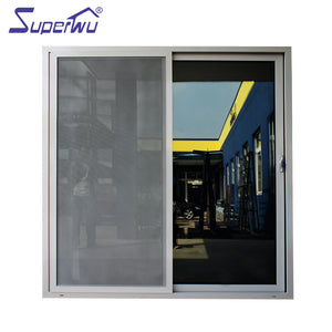 Superwu 2019 factory price aluminium interior front main entrance double sliding door with flyscreen