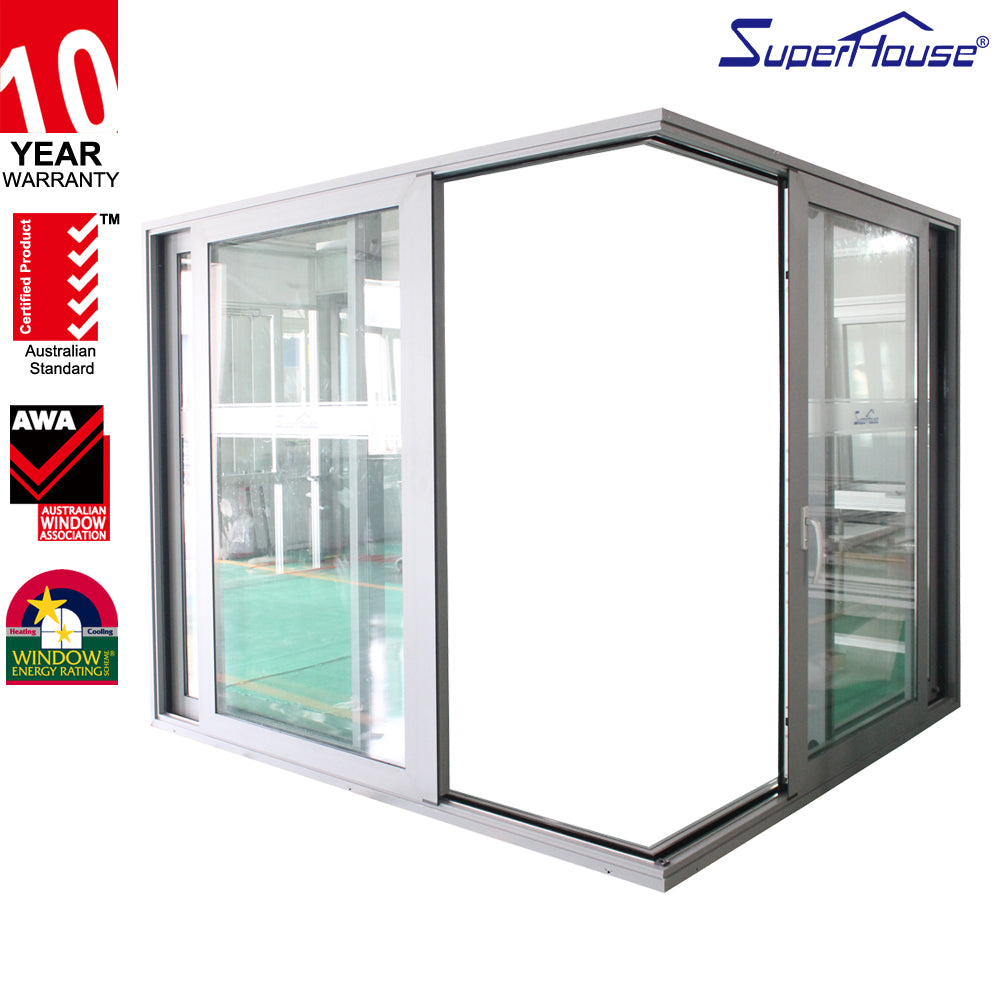 Suerhouse AS2047 & Florida approval thermal break double glass balcony exterior sliding glass door