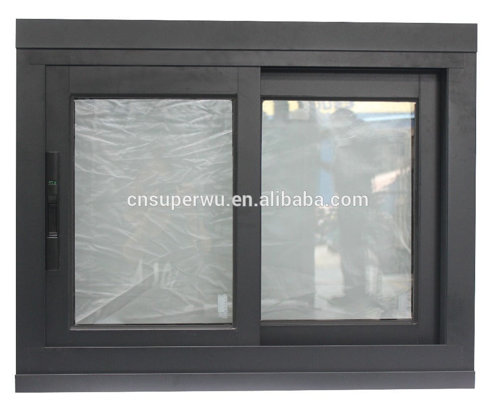 Superhouse Powder coating treatment black color aluminium sliding window with insulated glass