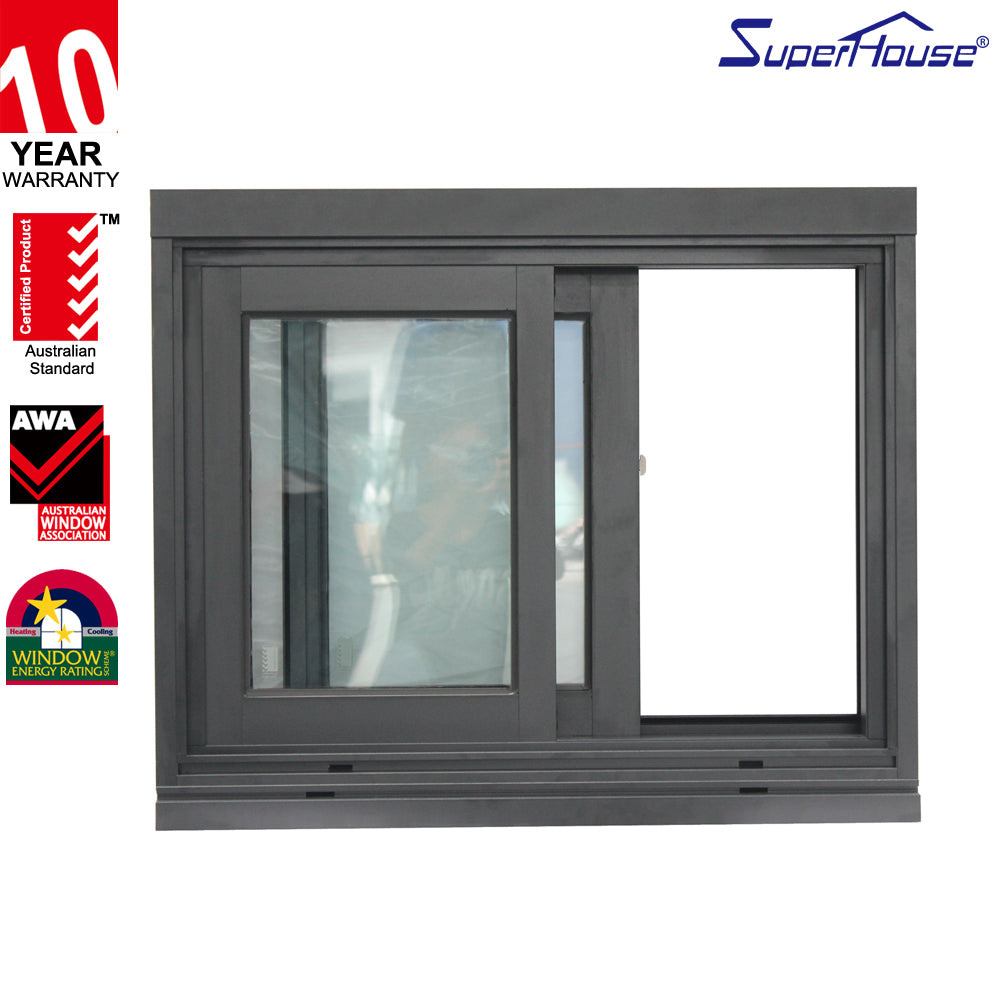 Superhouse Fireproof and Waterproof European Style prefabricated Double glazed aluminum sliding windows