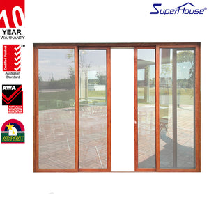 Suerhouse Australian and New zealand standard popular designs timber color front aluminum sliding door