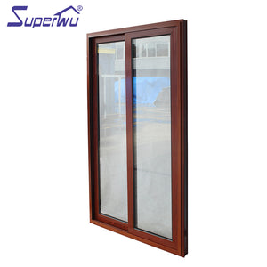 Superwu Aluminium sliding door skin wooden color design as kitchen entry door