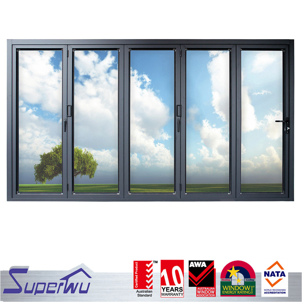 Superwu Single side door pull handle glass aluminium folding sliding patio door system