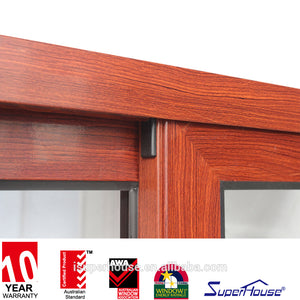 Superhouse Top Quality Wood Grain Modern Sound-proof Aluminum glass Sliding Windows Residential grade Interior