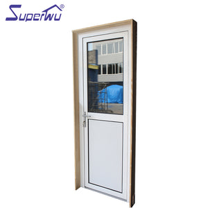 Superwu Wooden frame aluminum Half glass hinged doors
