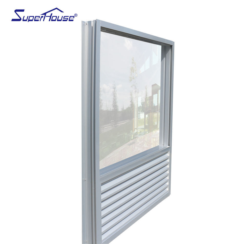 Superhouse Non-open glass windows aluminium fixed glass window with louvers