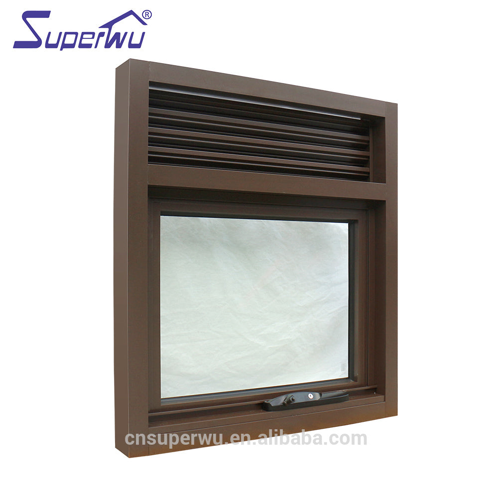 Superwu NZS Aluminum awning type double glazed glass window with air vent for house