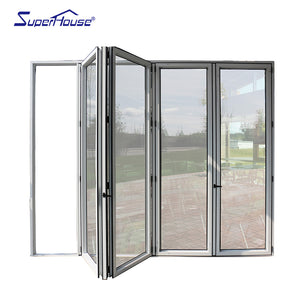 Suerhouse American NFRC Label Balcony Partition Thermal Break Heavy Duty Bifold/Accordion Glass Doors