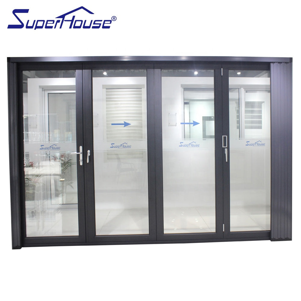 Superhouse Exterior aluminum folding door with retractable flyscreen for villa