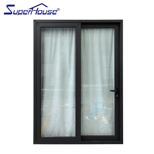 Suerhouse Commercial buildings double glass aluminum black framed shower sliding doors