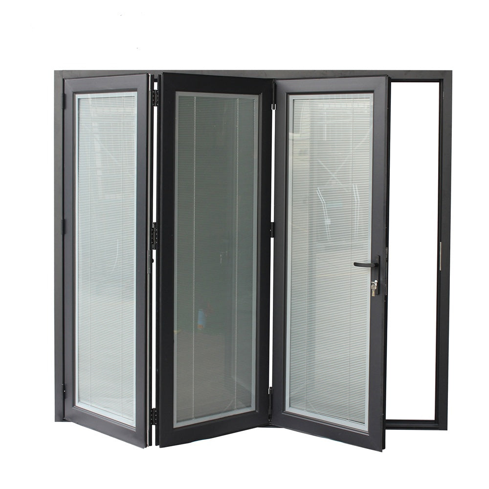 Superwu AS2047 prefab house horizontal AS2208 aluminium double glazed folding doors with build in blind