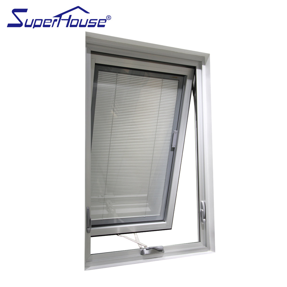 Suerhouse American style double glass aluminium frame thermal windows with integral blinds