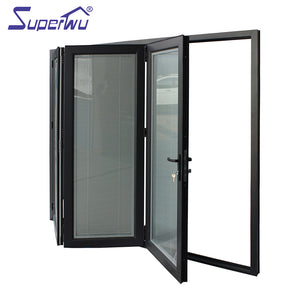 Superwu AS2047 prefab house horizontal AS2208 aluminium double glazed folding doors with build in blind