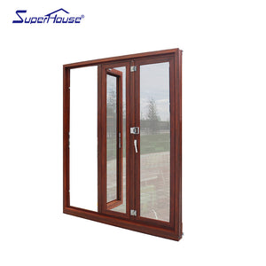 Superhouse Wooden clad aluminium profile bi-folding accordion door foldable glass door meet AS/AU standard